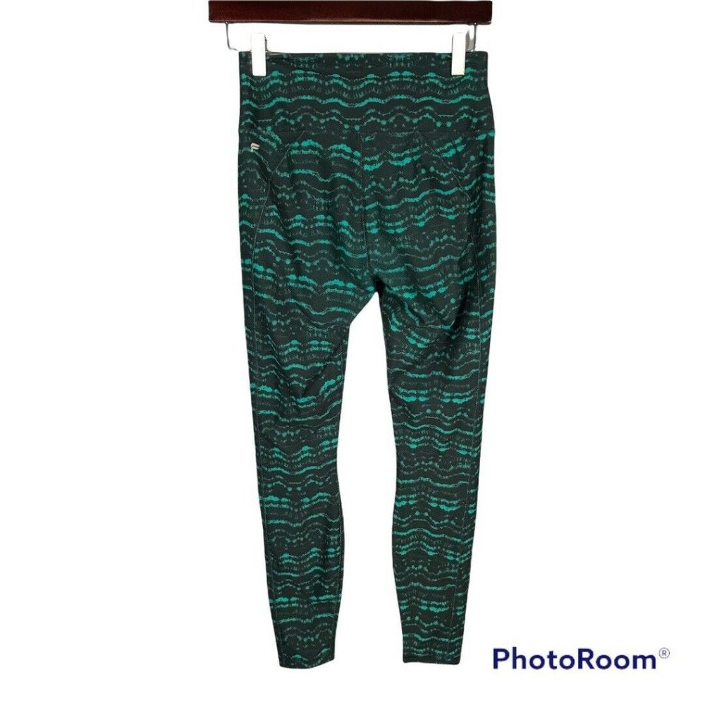 Fabletics Women's Leggings Size S Small Green Black Wavy Stripe